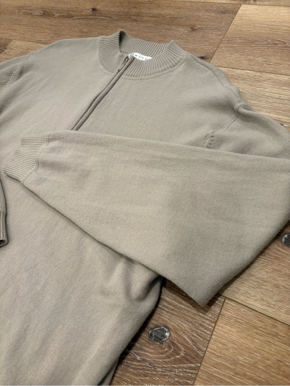 Men's Time Out Timeless Sportswear Zip-Neck Sweater in Light Taupe-100% Wool-XL